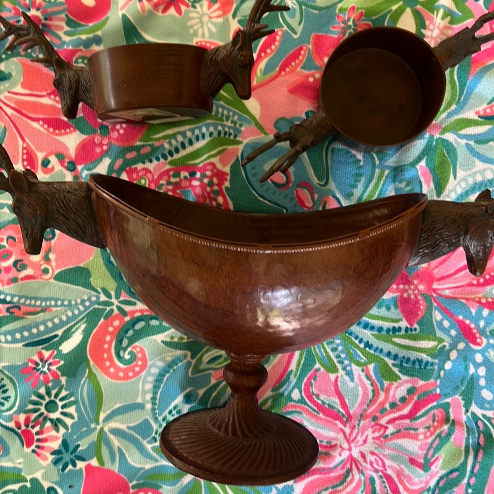 Metal Elk centerpiece with candle holders